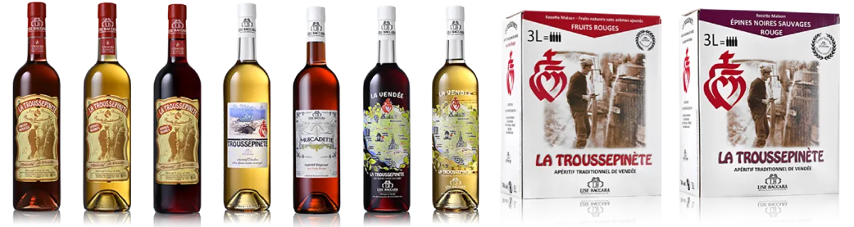 Lise Baccara collection in the French region of Vendée Collection of Lise Baccara products in the French region of Vendée, featuring artisanal French aperitifs and liqueurs