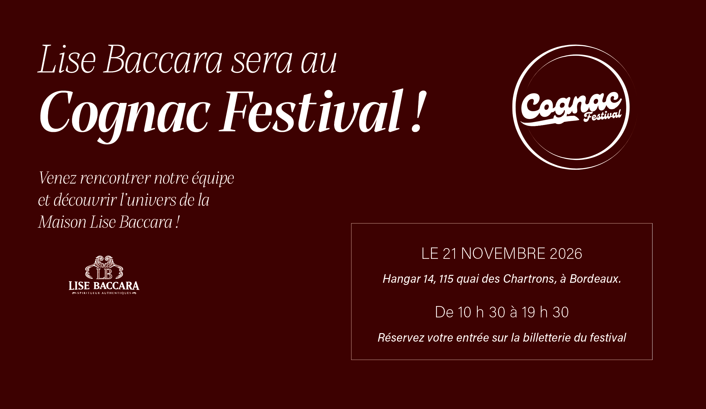 Lise Baccara sera au Cognac Festival 2026 à Bordeaux !